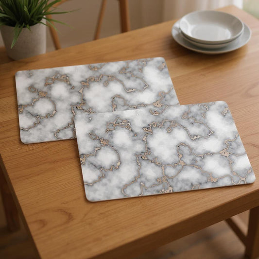12" X 18" Gray And Gold Abstract Agglomerated cork Placemats - Loft&Timber