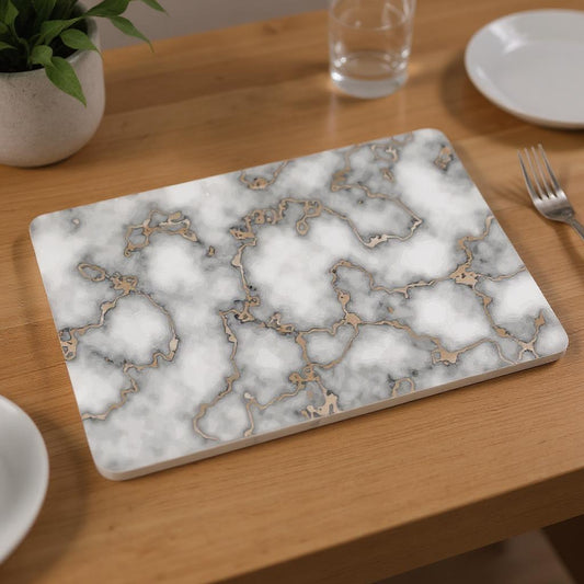 12" X 18" Gray And Gold Abstract Agglomerated cork Placemats - Loft&Timber