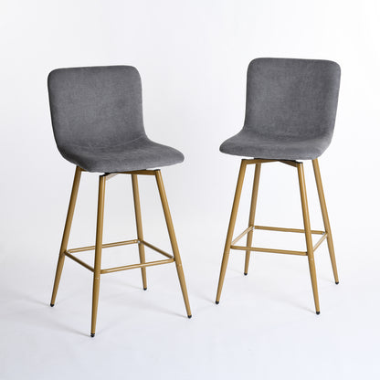 Set of Two 29" Gray And Gold Steel Bar Height Bar Chairs - Loft&Timber
