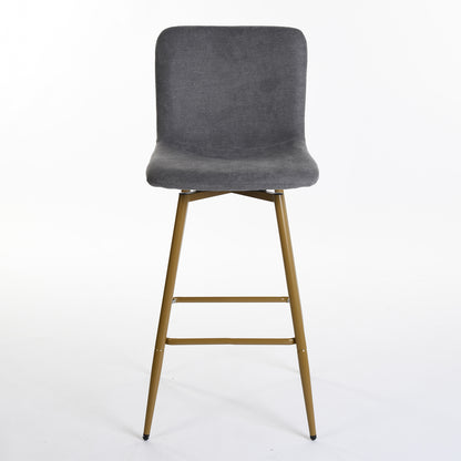 Set of Two 29" Gray And Gold Steel Bar Height Bar Chairs - Loft&Timber