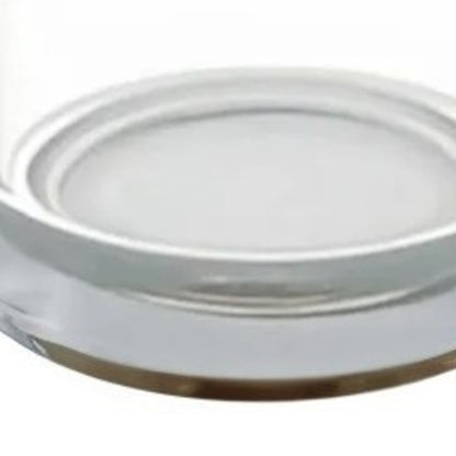 11" Clear Glass Centerpiece Pillar Candle Holder With Candle - Loft&Timber