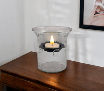 4" Clear Glass Tabletop Hurricane Candle Holder With Candle - Loft&Timber