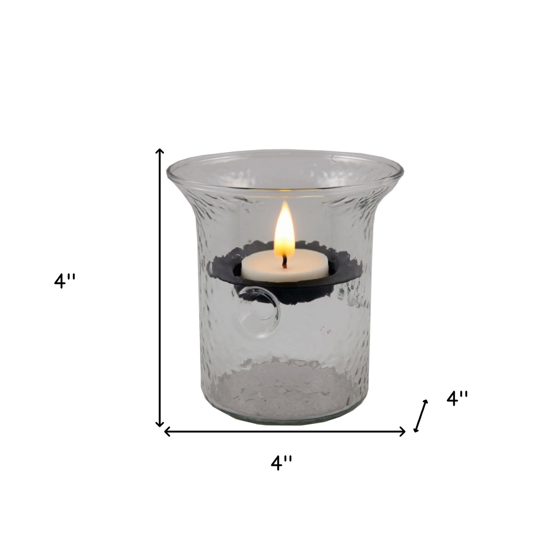 4" Clear Glass Tabletop Hurricane Candle Holder With Candle - Loft&Timber