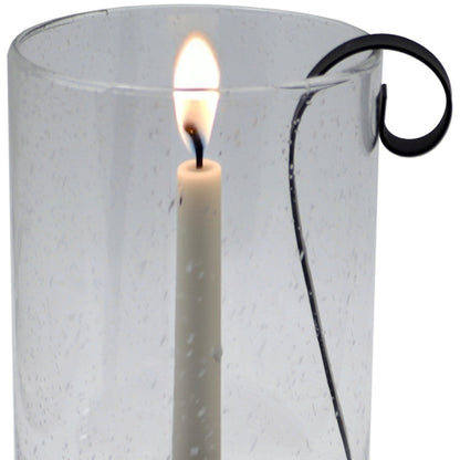 12" Light Gray Glass Centerpiece Taper Candle Holder With Candle - Loft&Timber
