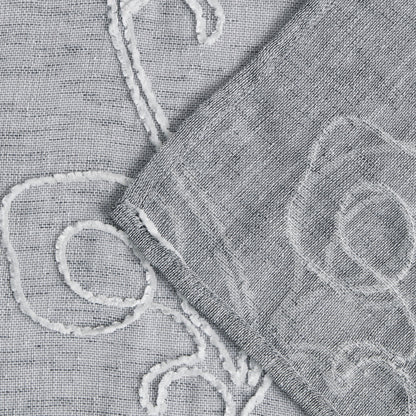72" Gray Floral Faux Linen Shower Curtain With Embroidery - Loft&Timber