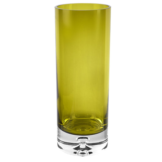 11" Green Crystal Glass Cylinder Table Vase - Loft&Timber