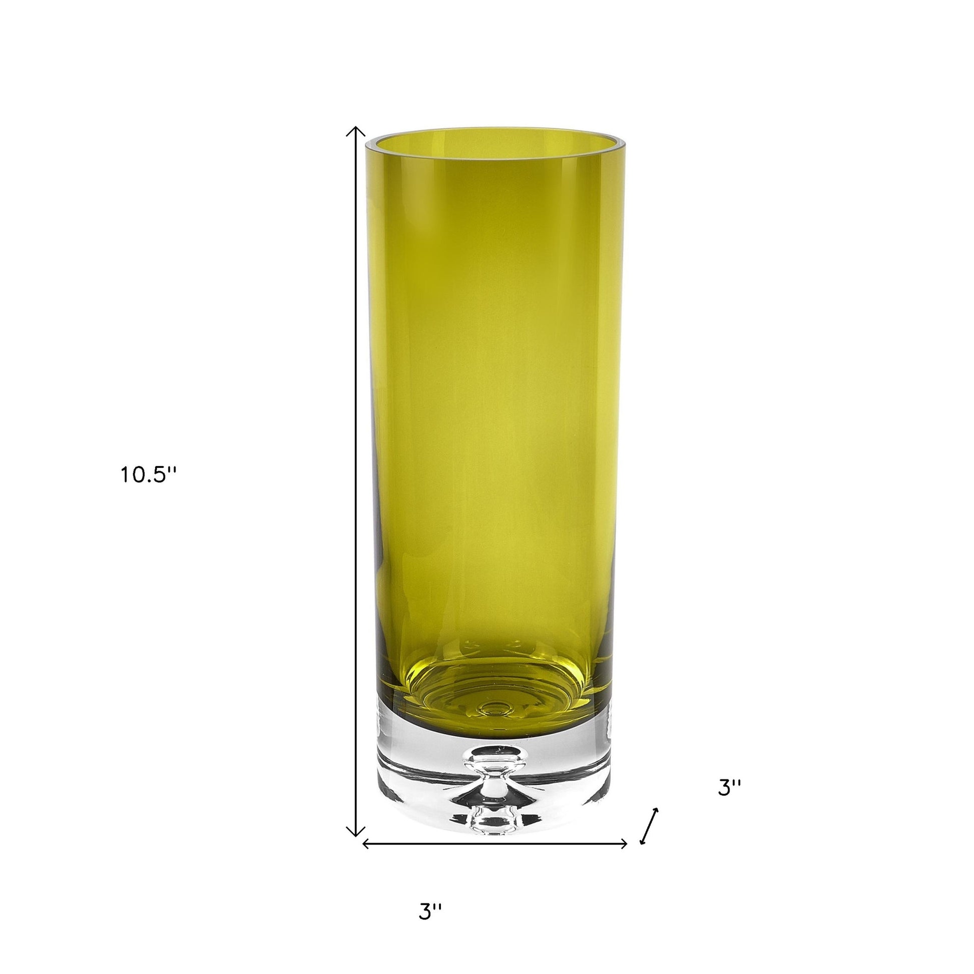 11" Green Crystal Glass Cylinder Table Vase - Loft&Timber