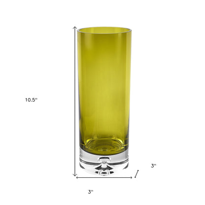 11" Green Crystal Glass Cylinder Table Vase - Loft&Timber