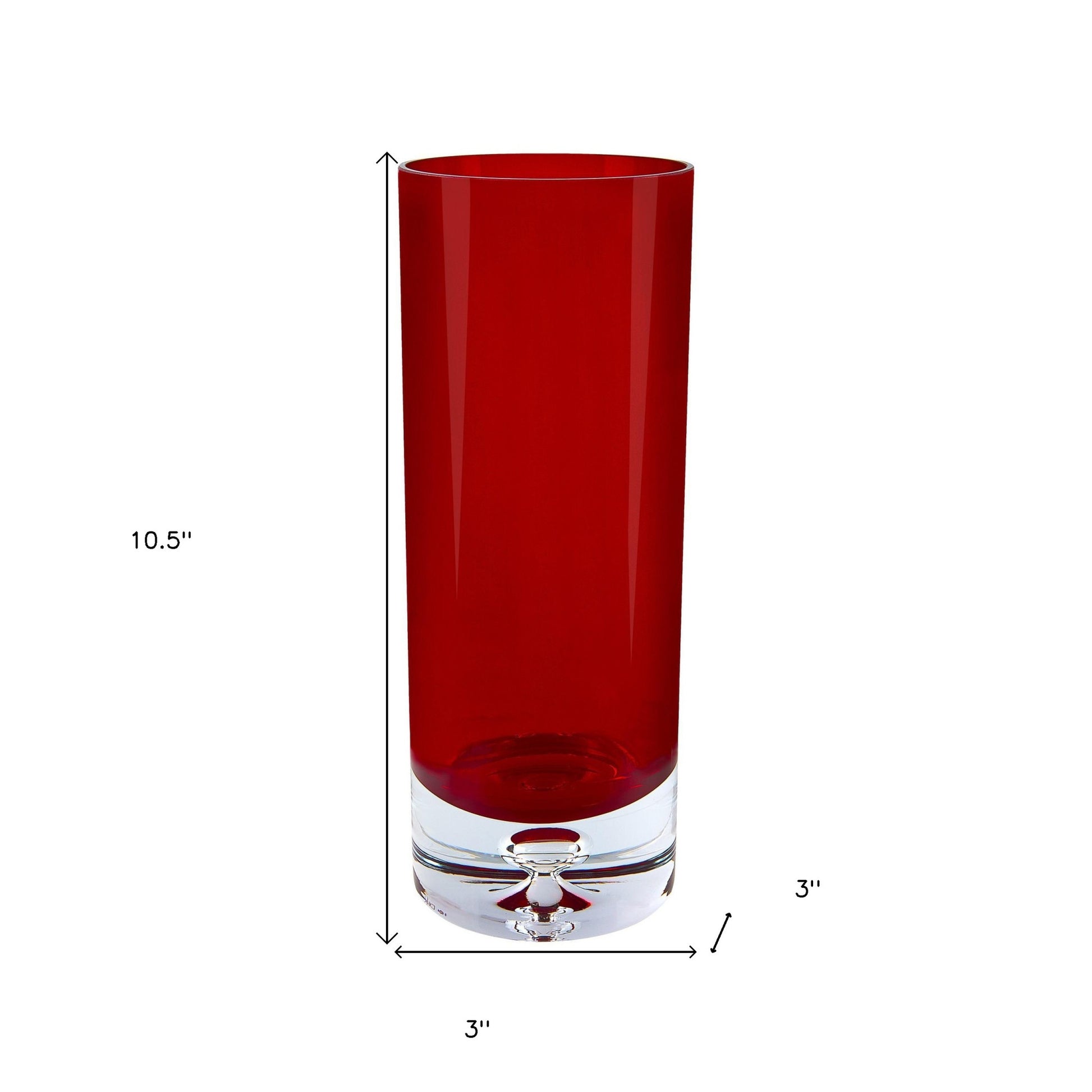 11" Red Crystal Glass Cylinder Table Vase - Loft&Timber