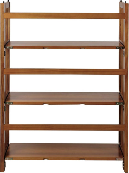 3-Shelf Stackable 27.5" Wide-Chestnut Fold Bookcase - Loft&Timber