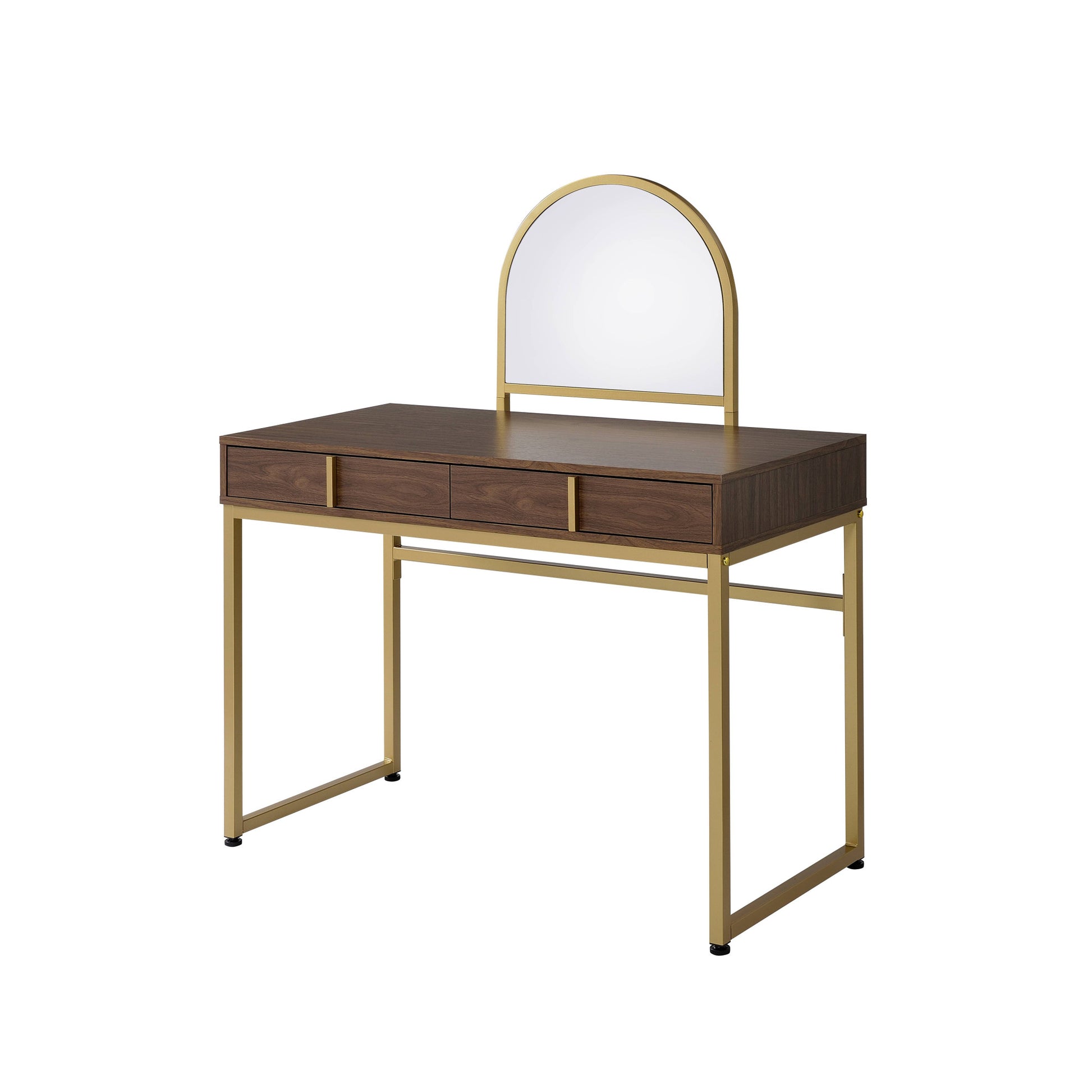42" Gold Mirrored Vanity Table with Mirror With Two Drawers - Loft&Timber