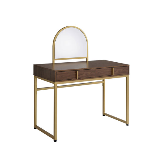 42" Gold Mirrored Vanity Table with Mirror With Two Drawers - Loft&Timber