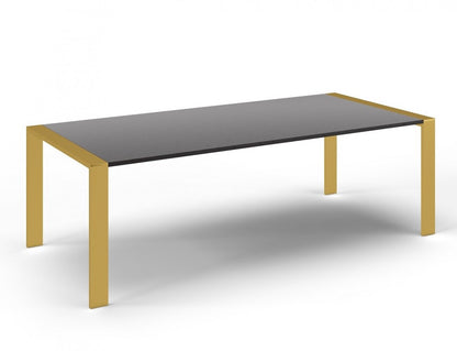 95" Gray And Brass Stainless Steel Dining Table - Loft&Timber