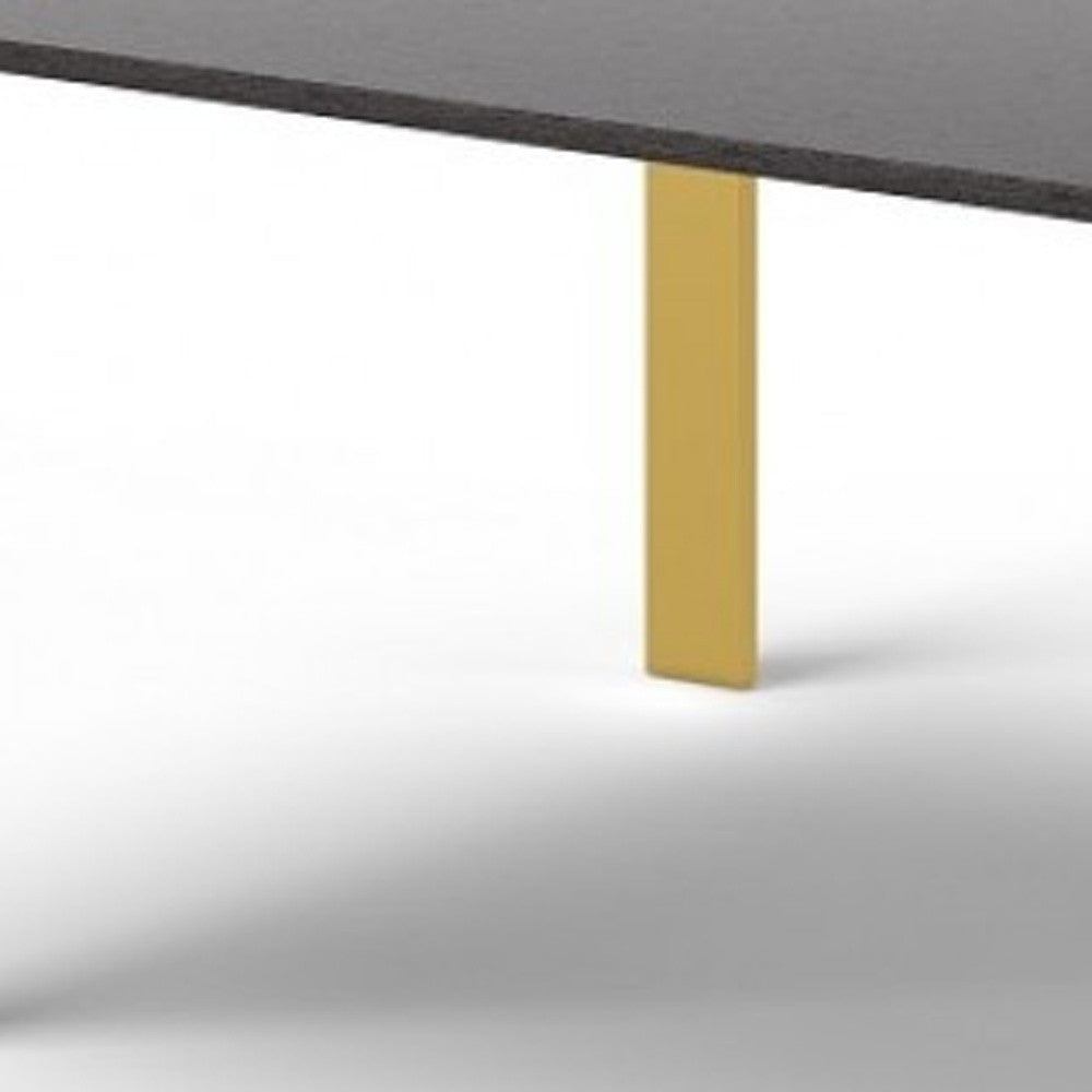 95" Gray And Brass Stainless Steel Dining Table - Loft&Timber