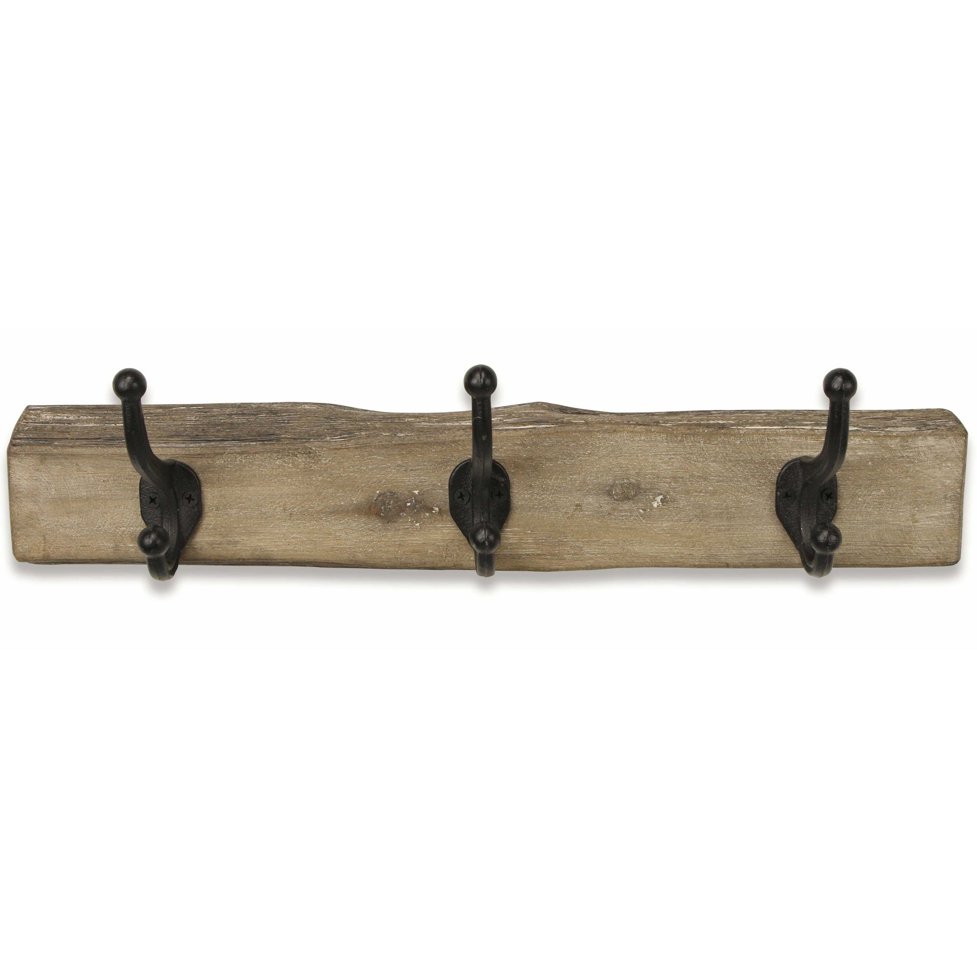 19" Brown Natural Rustic Live Edge Wood Three Hook Wall Mount Coat Rack-6