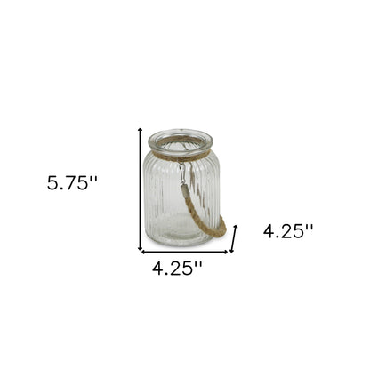 6" Clear and Brown Glass Tabletop Lantern Candle Holder - Loft&Timber