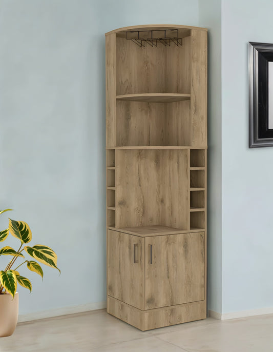 18" Natural Corner Bar Cabinet With Eleven Shelves - Loft&Timber