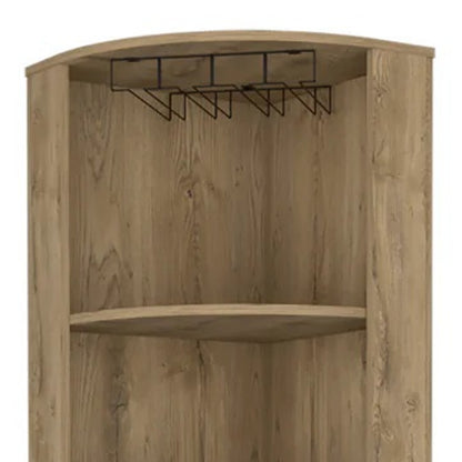 18" Natural Corner Bar Cabinet With Eleven Shelves - Loft&Timber