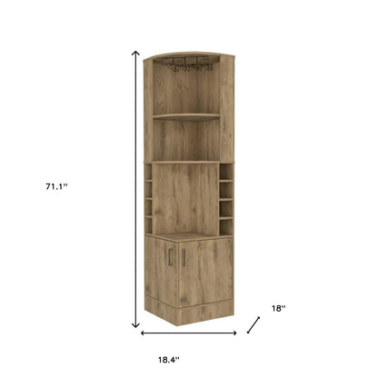 18" Natural Corner Bar Cabinet With Eleven Shelves - Loft&Timber