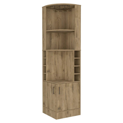 18" Natural Corner Bar Cabinet With Eleven Shelves - Loft&Timber