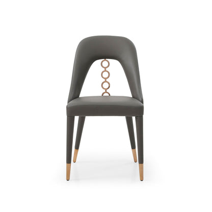 Set of Two Gray Upholstered Faux Leather Dining Side Chairs - Loft&Timber