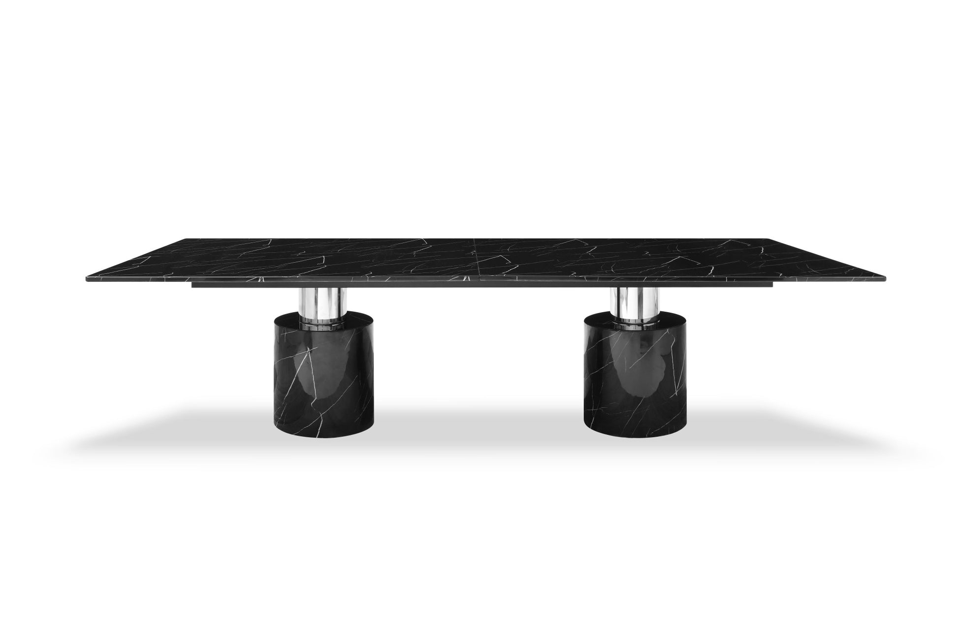 180" Black Marble Double Pedestal Base Dining Table - Loft&Timber