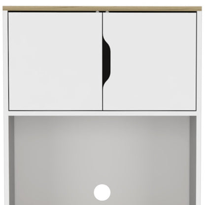 67" Light Oak and White Pantry Cabinet with Two Shelves - Loft&Timber