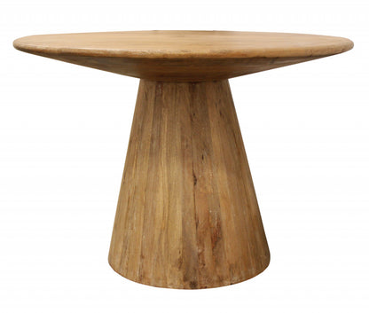 42" Natural Solid Wood Pedestal Base Round Top Dining Table - Loft&Timber