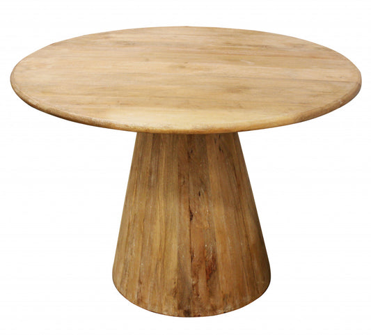 42" Natural Solid Wood Pedestal Base Round Top Dining Table - Loft&Timber