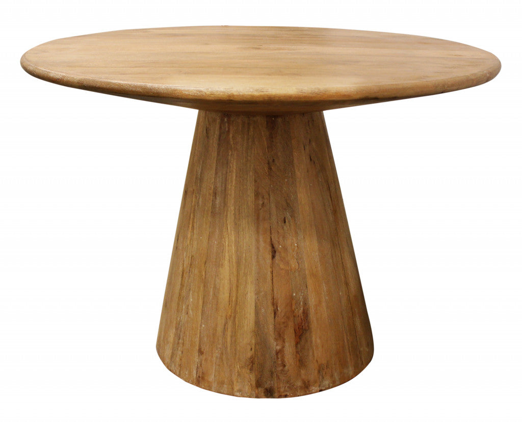 42" Natural Solid Wood Pedestal Base Round Top Dining Table - Loft&Timber