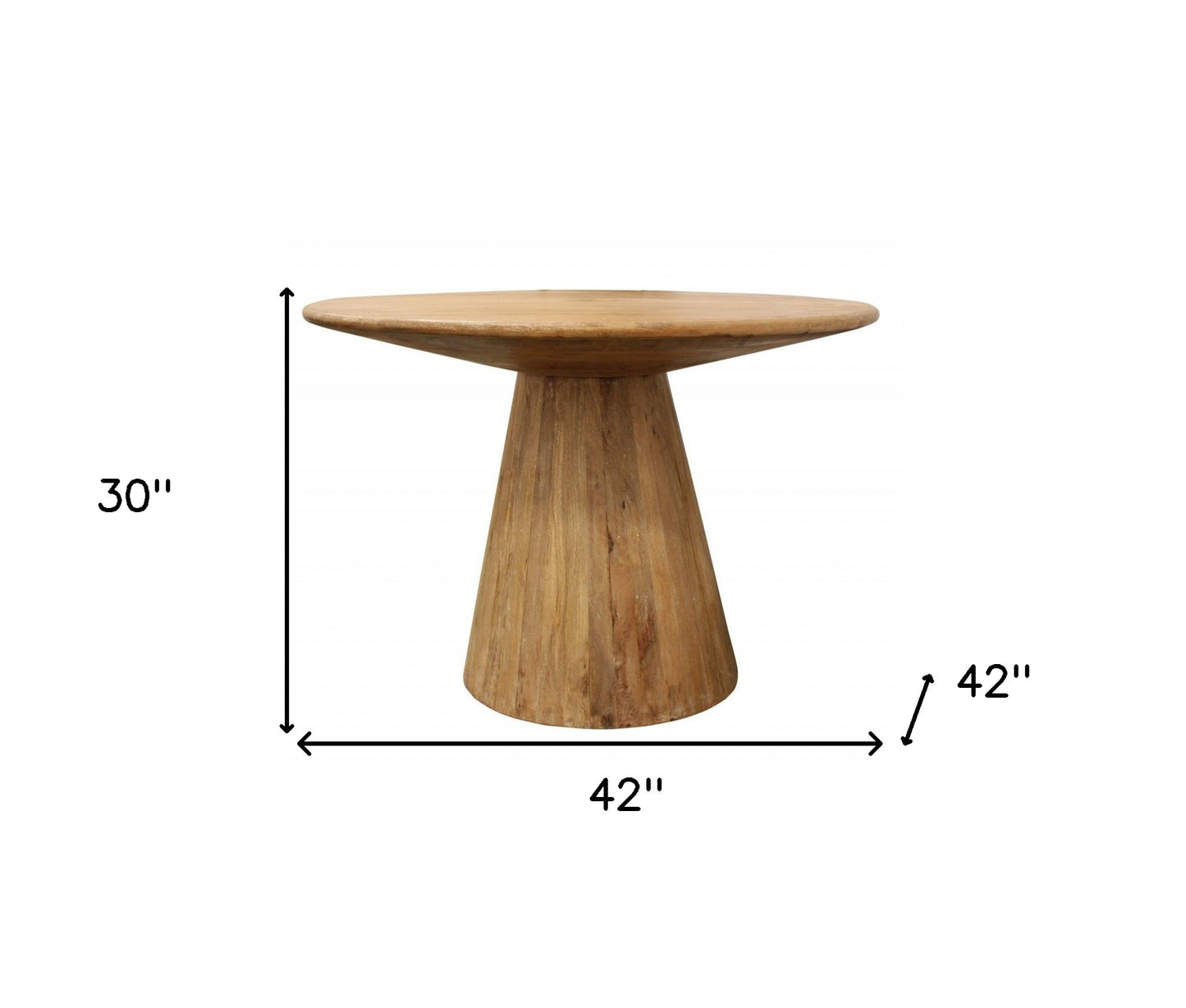 42" Natural Solid Wood Pedestal Base Round Top Dining Table - Loft&Timber