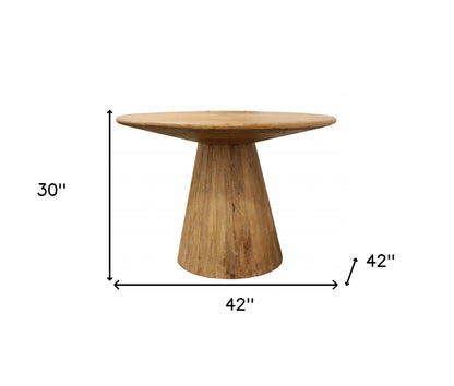 42" Natural Solid Wood Pedestal Base Round Top Dining Table - Loft&Timber