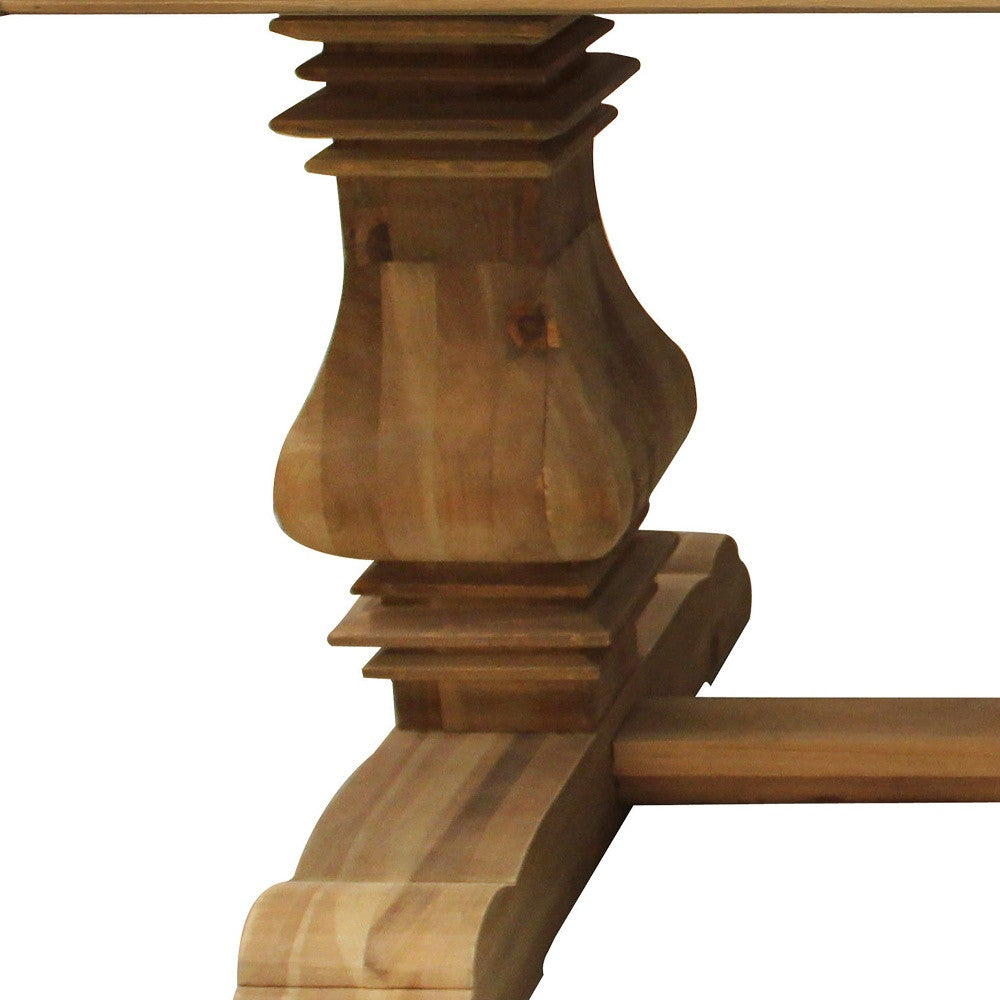 84" Natural Solid Wood Trestle Base Dining Table - Loft&Timber