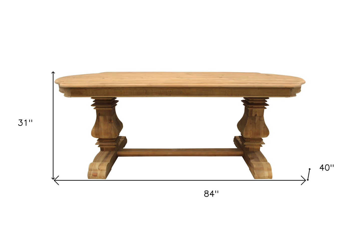 84" Natural Solid Wood Trestle Base Dining Table - Loft&Timber