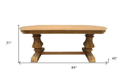 84" Natural Solid Wood Trestle Base Dining Table - Loft&Timber