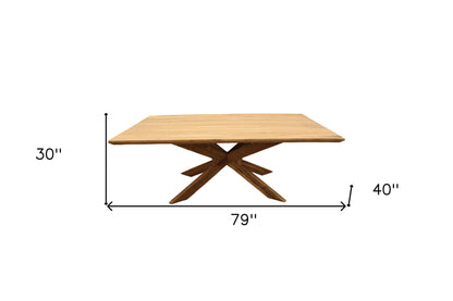 79" Natural Solid Wood Pedestal Base Dining Table - Loft&Timber