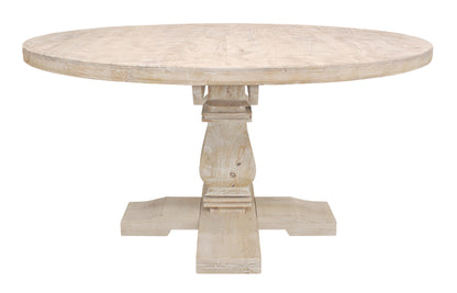 58" Natural Rounded Solid Wood Pedestal Base Dining Table - Loft&Timber