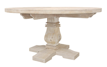 58" Natural Rounded Solid Wood Pedestal Base Dining Table - Loft&Timber