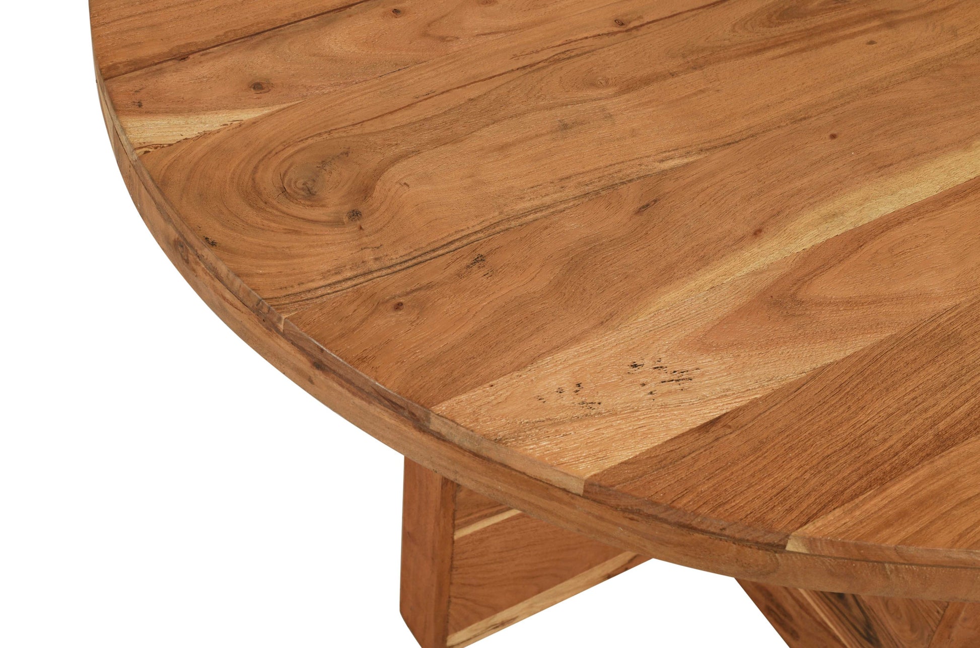 60" Natural Rounded Solid Wood Pedestal Base Dining Table - Loft&Timber