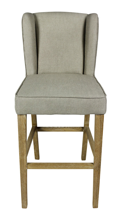 30" Gray And Brown Solid Wood Bar Height Bar Chair - Loft&Timber