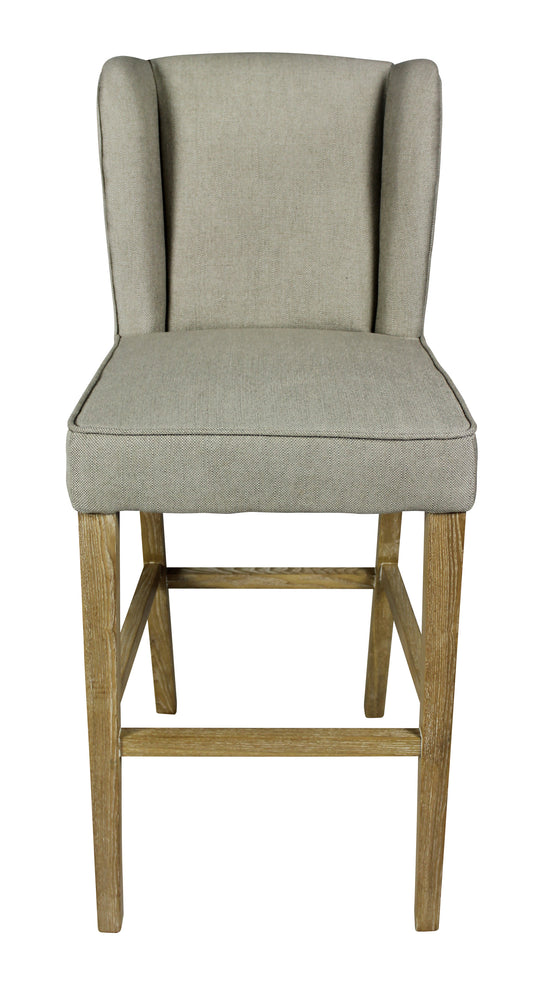 30" Gray And Brown Solid Wood Bar Height Bar Chair - Loft&Timber