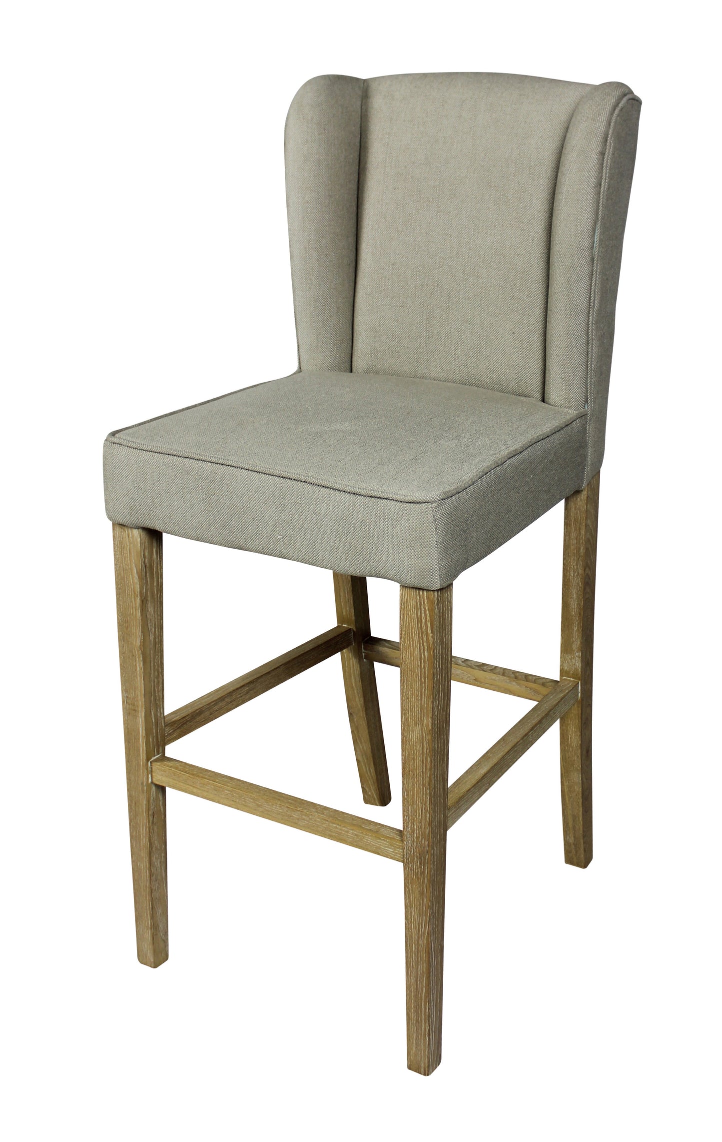 30" Gray And Brown Solid Wood Bar Height Bar Chair - Loft&Timber