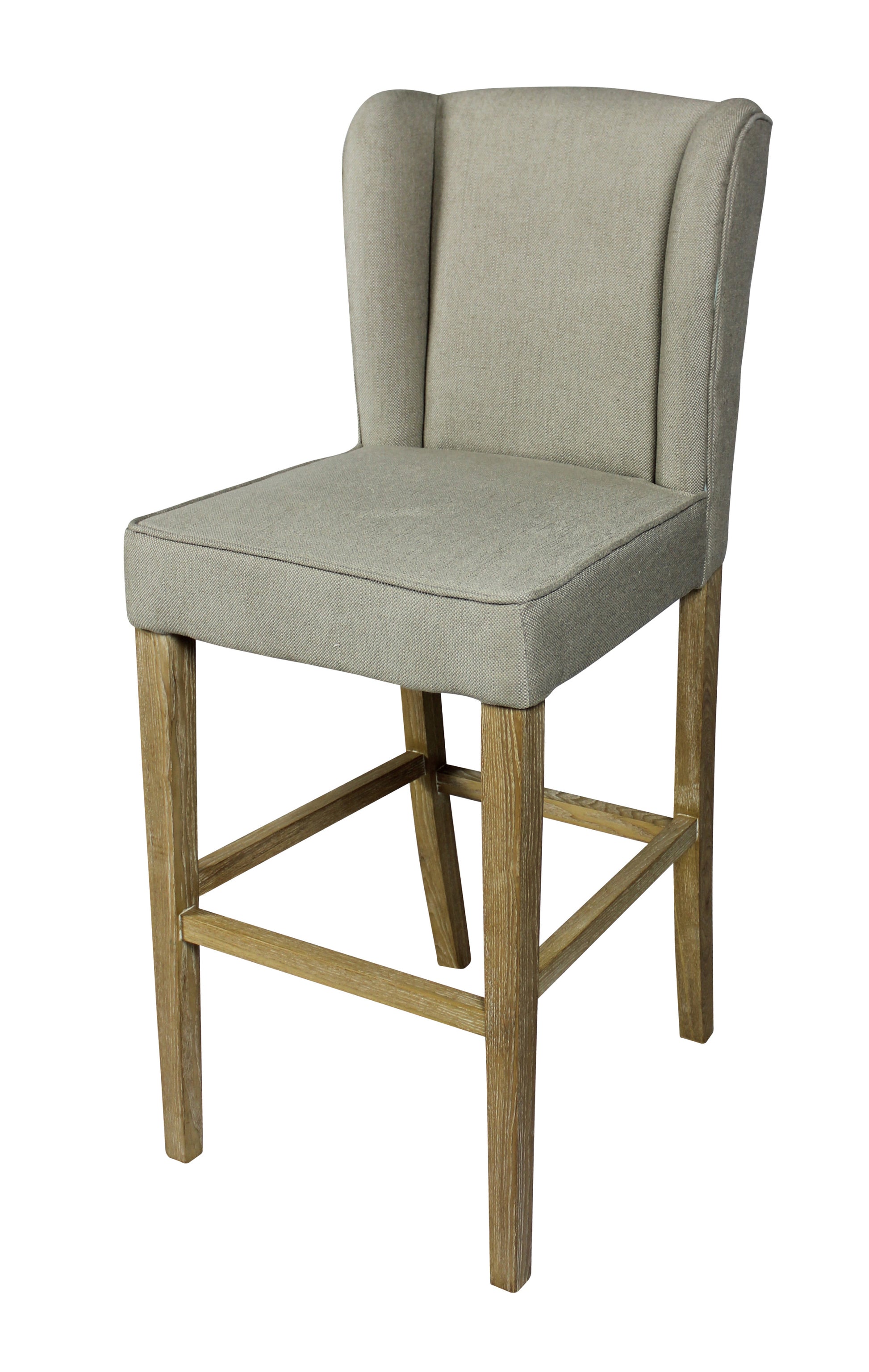 30" Gray And Brown Solid Wood Bar Height Bar Chair - Loft&Timber