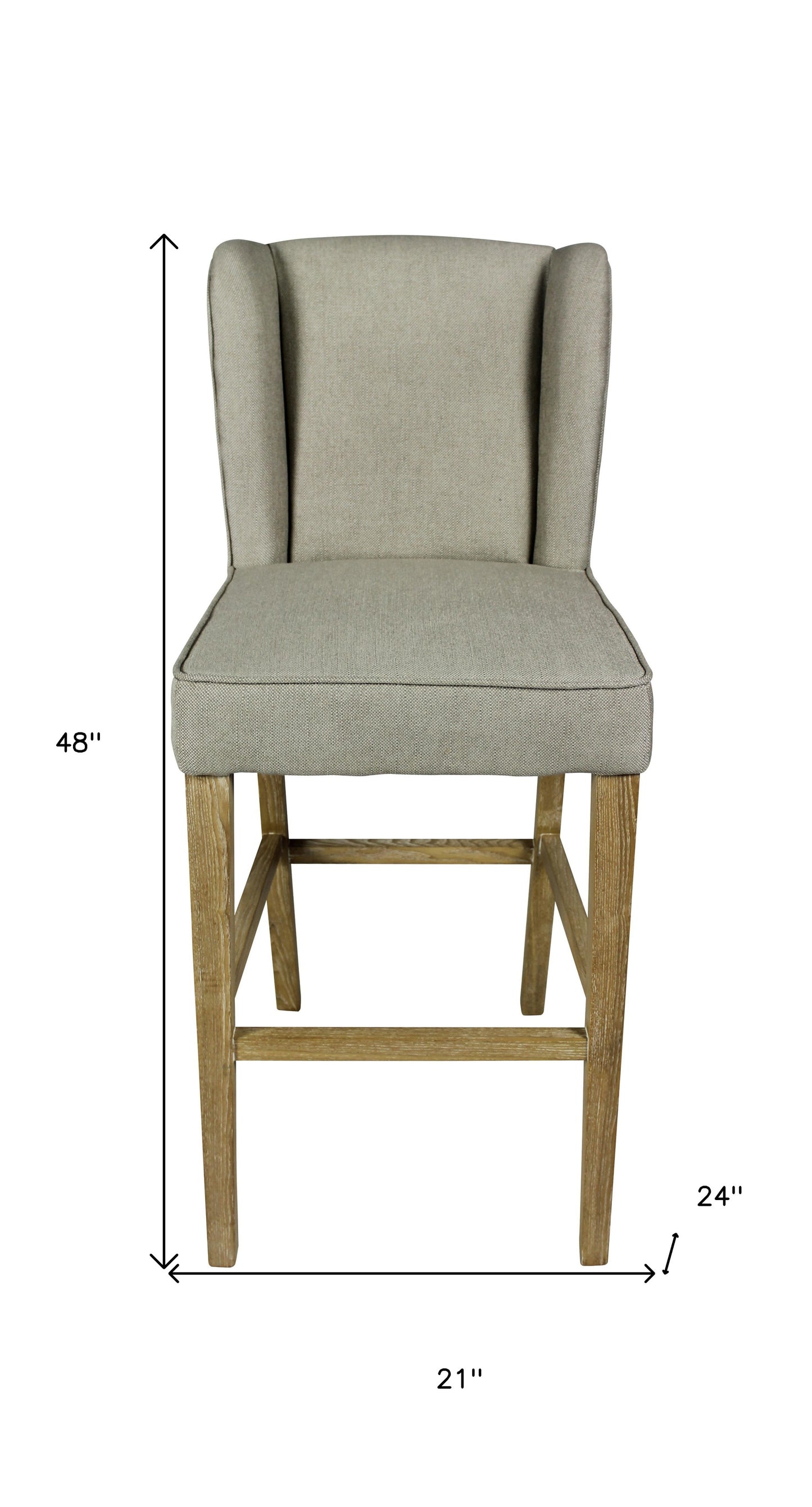 30" Gray And Brown Solid Wood Bar Height Bar Chair - Loft&Timber