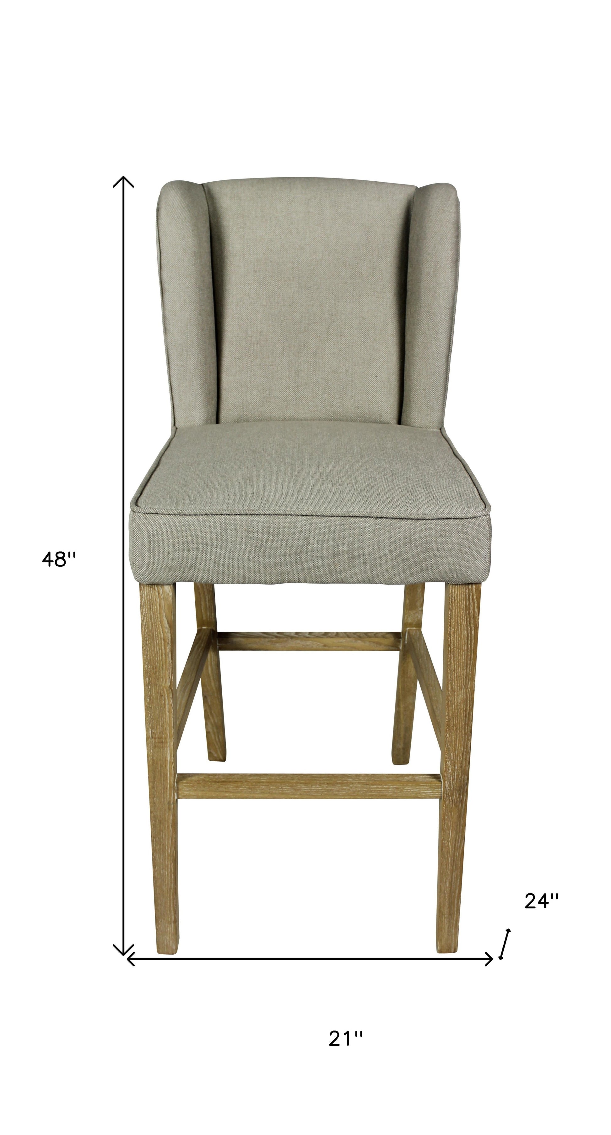 30" Gray And Brown Solid Wood Bar Height Bar Chair - Loft&Timber