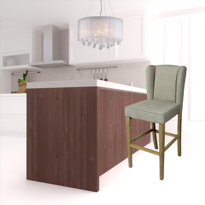 30" Gray And Brown Solid Wood Bar Height Bar Chair - Loft&Timber