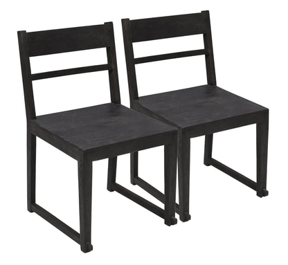 Set of Two Dark Gray Ladder Back Dining Side Chairs - Loft&Timber