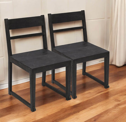 Set of Two Dark Gray Ladder Back Dining Side Chairs - Loft&Timber