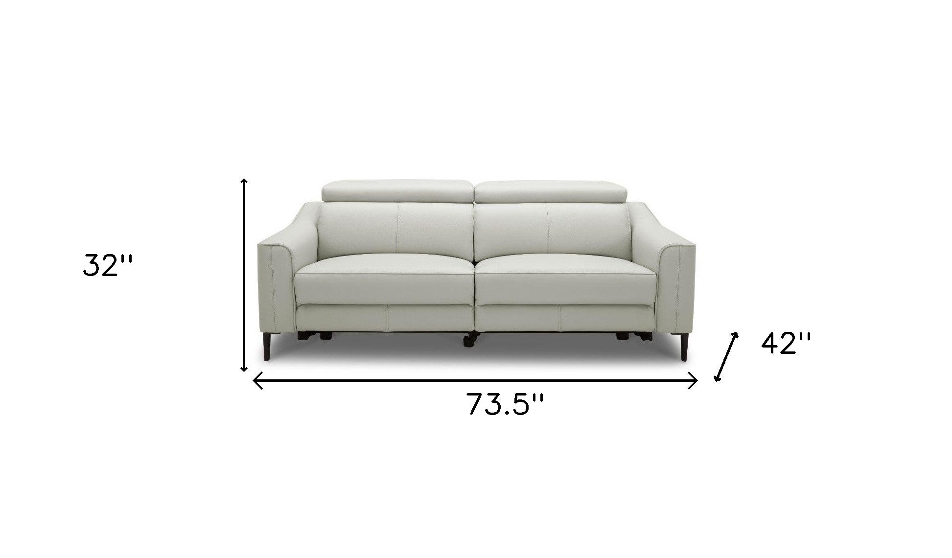74" Gray Leather Reclining Sofa With Black Legs-4