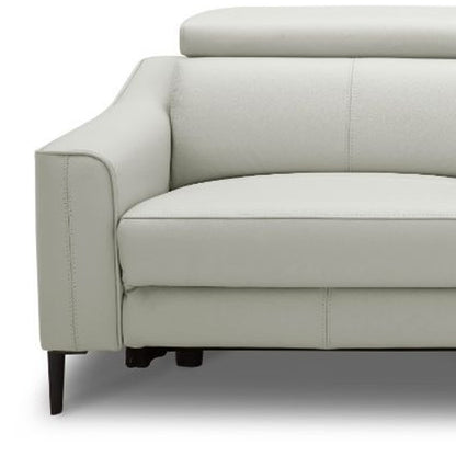 74" Gray Leather Reclining Sofa With Black Legs-2